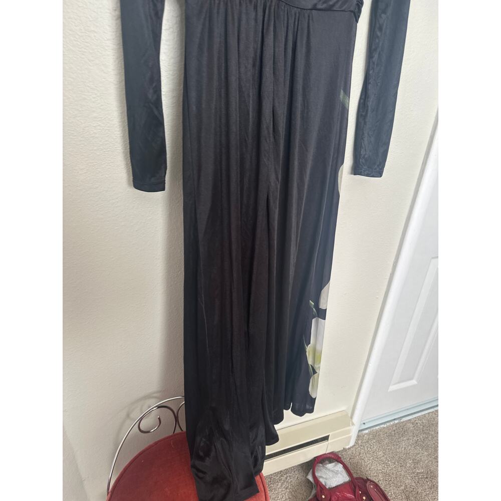 Altuzarra For Target Small Maxi Dress Black Floral Print V-neck Slit Formal - Picture 9 of 11